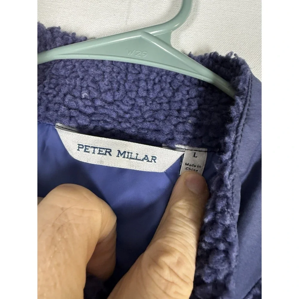 Peter Millar Autumn Pile Fleece Full Zip Jacket Men's Large Navy Blue MF23Z31